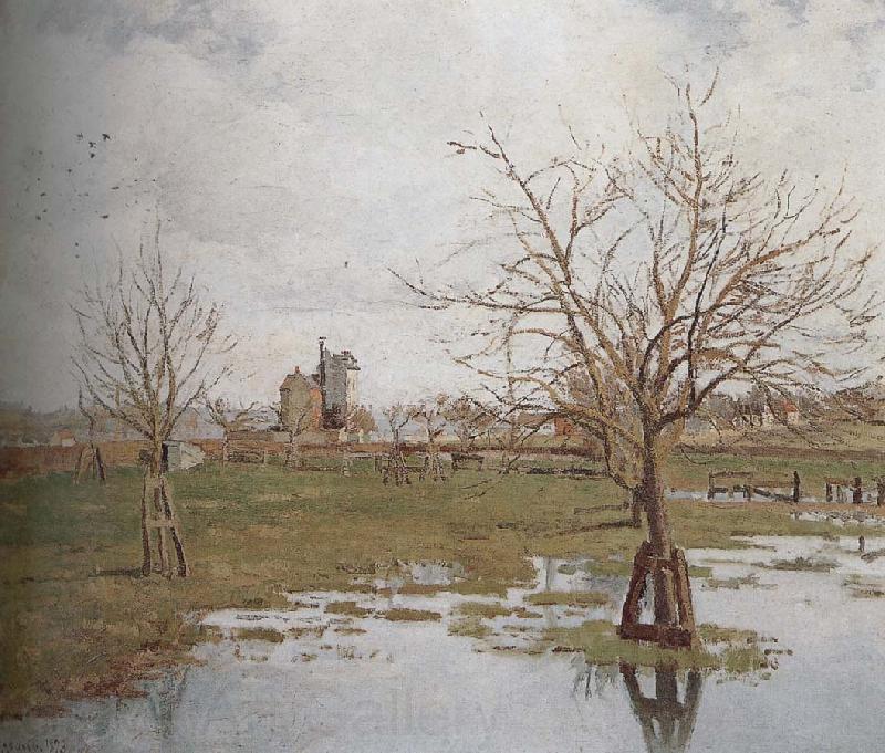 Camille Pissarro flooded grassland Spain oil painting art